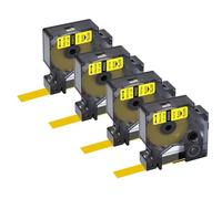 PrecisGear 3/4/5/10PK Pack Black Print Ribbon Tapes Compatible With 450 Duo Label Printer A18444 18432(4PK Black on Yellow)