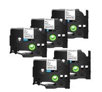 PrecisGear 3/5/10 Pack AZE-231 18mm Ribbons Works With Tz-231 And TZe-241 Printers 18mm Black On White Laminated Labeling Tape(5PK Black on White)