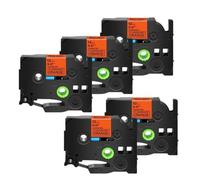 PrecisGear 3/5/10 Pack AZE-231 9mm Ribbons Works With Tz-231 And TZe-241 Printers 9mm Black On White Laminated Labeling Tape(5PK Fluor Orange)