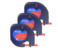 PrecisGear 3/5/10Pcs Letra Tag Tapes 12mm Plastic Label Ribbon Compatible With A16952 A16951 A12267 Label Maker QX50(3PK Red-Plastic)