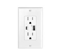 PrecisGear 4.2A Dual USB Port Type C Wall Outlet Power Socket Receptacle White Plate Compatible With Devices(4.2A)