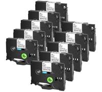 PrecisGear 5/10Pcs 18mm Labels Flexible Universal Compatible ID Laminated Tapes Works With Tz Tze-FX231 Fx131 Fx631 PT-1000(10PK Black on White)