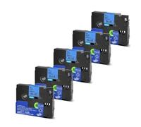 PrecisGear 5/10PK 6mm 9mm 12mm 18mm 24mm Tze Laminated Tape Compatible With PT 210D Label Maker For Tze231 Tze241 Tz131 TZE251(Black on Blue-5PK)