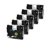 PrecisGear 5PK 6/9/12/18/24mm Flexible ID Wire Label Tape Compatible With TZe FX231 FX231 D600 D210 P700 P710BT(18mm Black on White)