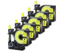 PrecisGear 5PK Standard Labels Ribbon 12/19mm Black On Yellow Compatible With Label Tape D1 45018 45808 100 120P(19mm5PK Black on Yellow)