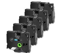 PrecisGear 5PK Stencil Non-Laminated Tape Black Compatible With STe 141 151 161 Works With PT-1500 PT-530 Label Printer(5Pcs 24mm)