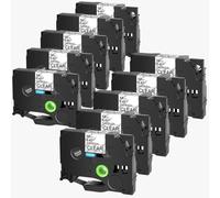 PrecisGear Flexible ID Laminated 6mm Tapes 3/4/5/10Pcs Compatible With Tz Tze-FX231 FX131 FX631 PT-1000 Universal Replacement(10PK Black on Clear)