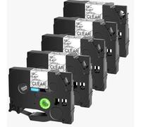 PrecisGear Flexible ID Tapes 3/4/5/10Pcs 18mm Laminated Label Compatible With PT-1000 PT-D450 Label Printer Tze-FX231 8K1927225B(5PK Black on Clear)