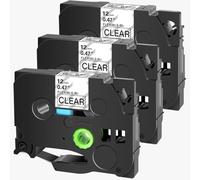 PrecisGear Flexible ID Tapes 3/4/5/10Pcs 18mm Laminated Label Compatible With PT-1000 PT-D450 Label Printer Tze-FX231 8K1927225B(3PK Black on Clear)