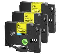PrecisGear Flexible ID Tapes 3/5/10Pcs 12mm Laminated Label Compatible With PT-1000 PT-D450 Label Printer Tze-FX231 8K1927225B(3PK Black on Yellow)