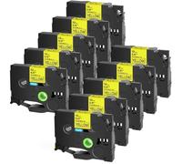 PrecisGear Flexible ID Tapes 3/5/10Pcs 18mm Laminated Label Compatible With PT-1000 PT-D450 Label Printer Tze-FX231 8K1927225B(10PK Black on Yellow)