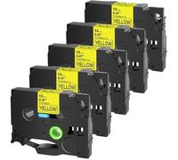 PrecisGear Flexible ID Tapes 3/5/10Pcs 6mm Laminated Label Compatible With PT-1000 PT-D450 Label Printer Tze-FX231 8K1927225B(5PK Black on Yellow)