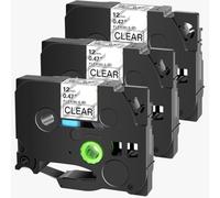 PrecisGear Flexible ID Tapes 3/5/10Pcs 9mm Laminated Label Compatible With PT-1000 PT-D450 Label Printer Tze-FX231 8K1927225B(3PK Black on Clear)