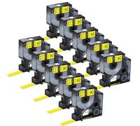 PrecisGear Flexible Nylon Tape 3-10Pcs 12mm/19mm Black On White Label Compatible With Rhion 4200 5200 8488 18490(12mm10PK Black on Yellow)