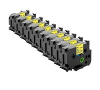 PrecisGear Mixed Colors Label Tape 18mmX8m Laminated White Compatible With PTE550W PTD600 PTP710BT(10pk Black on Yellow)