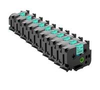 PrecisGear Mixed Colors Label Tape 18mmX8m Laminated White Compatible With PTE550W PTD600 PTP710BT(10pk Black on Green)
