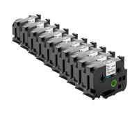 PrecisGear Mixed Colors Label Tape 18mmX8m Laminated White Compatible With PTE550W PTD600 PTP710BT(10pk Black on Sliver)