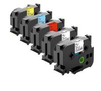 PrecisGear Mixed Colors Label Tape 18mmX8m Laminated White Compatible With PTE550W PTD600 PTP710BT(5pk Mixed Colors)