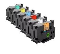 PrecisGear Mixed Colors Label Tape 18mmX8m Laminated White Compatible With PTE550W PTD600 PTP710BT(6pk Mixed Colors)