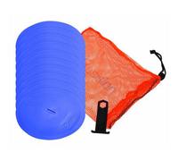 Precision 10 Pack 21Cm Round Rubber Marker Set - Blue Flat Disc Outdoor Football Pitch