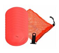 Precision 10 Pack 21Cm Round Rubber Marker Set - Red Flat Disc Outdoor Football Pitch
