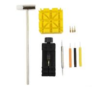 Precision 11 Piece Watch Tool Kit for Managing Watch Band Links with Remover Tool Spring Bar Tool Hammer and Multiple Punch Options (Black)