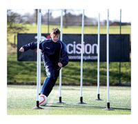 Precision 12 Pack White 1.7M Spiked Boundary Poles Set Football Footwork Dribble Training