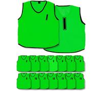 Precision 15 Pack 4-9 Years Kids Sports Training Bibs - Numbered 1-15 Green Plain Vest