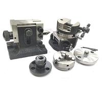 PRECISION 3" INCHES/80 MM TILTING ROTARY TABLE WITH ROUND VICE,ER16 COLLET ADAPTOR, TAILSTOCK & CHUCK W/BACK PLATE + FIXING T NUT BOLTS- MILLING INDEXING TOOLS (WITH 65 MM 3 JAWS SELF CENTERING CHUCK)