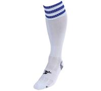 Precision 3 Stripe Pro Football Socks Adult - White/Royal (UK 7-11)