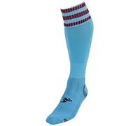 Precision Football Socks PT 3 Stripe Pro, Men's Sky/Maroon (UK 7-11)