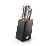 Precision 5-Piece Knife Block Set by A Cut Above Knives, Stainless Steel, with Rubberwood Block