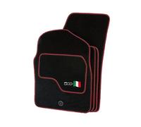 Precision 500 Logo On Black Car Mats For Fiat 500 2007-2012 Classic Red Twist - VSS Mats