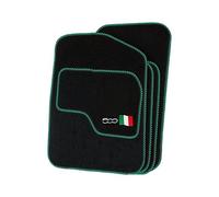 Precision 500 Logo On Black Car Mats For Fiat 500 2013-2020 Classic Green Twist - SS Mats