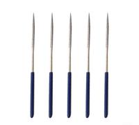 Precision 5PC Emery Round Needle Files for Industrial Cutting, Shaping, and Repair on For Ceramic, Glass, Wood, and Metal with Plastic Grip Handles (5pcs blue)