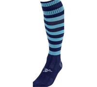 Precision Adult Size 7-11 Hooped Stripe Football Socks - Navy/sky Blue - Contoured Ankle