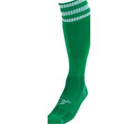 Precision Adult Size 7-11 Pro 3 Stripe Football Socks - Green/white - Contoured Ankle