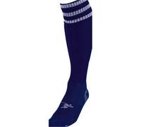 Precision Adult Size 7-11 Pro 3 Stripe Football Socks - Navy/white - Contoured Ankle