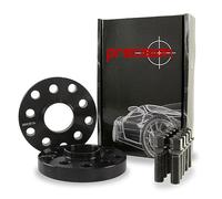 Precision Black Wheel Spacers Hubcentric 20mm & Black Radius Bolts - Intended For VW Caddy - 1 Pair