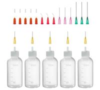 Precision Bottle Applicator 50ml 5Pcs, Needle Tip Glue Bottle With 14 Dispensing Fine Needles and 12 Caps for DIY Craft Refilling Glue, Acrylic Paint, Oil
