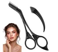 Precision Brow Scissors Set With Curved Razor,Eyebrow Trimmer For Men & Eyebrow Scissors For Women,For Facial Hair Grooming & Eyebrow Shaping (Black）