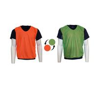 Precision Childrens/kids Plain Mesh Reversible Training Bib Orange/green (10-14 Years)