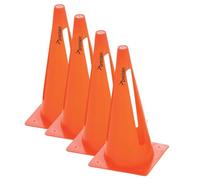 Precision Collapsible Sports Cones Set of 4, High Visibility Training Traffic Markers for Football Coaching and Agility Drills, Flexible Design for Indoor and Outdoor Use