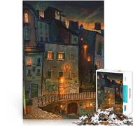 Precision Cut 1000 Piece Jigsaw Puzzle At night Made of wood for age 14+ Antistress Vacation at home Killing time Family Fun Gift。size:50x75cm/19.68x29.52inch