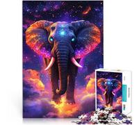 Precision Cut 1000 Piece Jigsaw Puzzle Celestial Elephant in the Cosmic Horizon Made of cardboard for age 14+ Practical game Christmas game Presents for Women。size:38x52cm/14.96x20.47inch