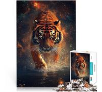 Precision Cut 1000 Piece Jigsaw Puzzle Cosmic Tiger Made of wood，Suitable for ages 14 and up Challenging play toys because it is ideal as a gift for the whole family。size：50x75cm