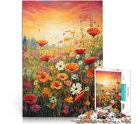 Precision Cut 1000 Piece Jigsaw Puzzle Flowers field Made of wood for age 14+ Antistress Vacation at home Killing time Family Fun Gift。size:50x75cm/19.68x29.52inch