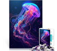 Precision Cut 1000 Piece Jigsaw Puzzle Neon Jellyfish Made of wood for age 14+ Challenging play toys It is ideal as a gift for the whole family。size：50x75cm/19.68x29.52inch