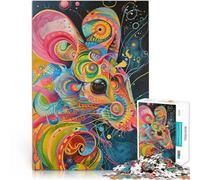 Precision Cut 1000 Piece Jigsaw Puzzle Psychedelic Mouse Made of cardboard，Suitable for people aged 14 and above Intellectual game because it is ideal as a gift for the whole family。size：26x38cm