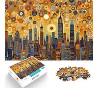Precision Cut 1000 Piece Jigsaw Puzzle Starry Night NYC Skyline Made of cardboard for age 14+ For family fun Birthday gift, gifts, wall art。size:38x52cm/14.96x20.47inch